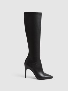 Black Reiss Carina Knee High Leather Boots