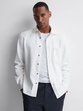 White Reiss Moritz Textured Button-Through Overshirt