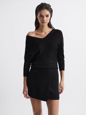 Black Reiss Sonia Knitted Bodycon Dress
