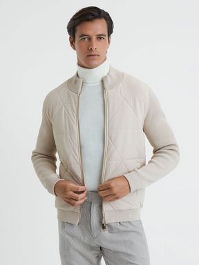 Stone Reiss Amos Hybrid Zip-Through Quilted Jacket
