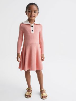 Pink Reiss Malani Colourblock Knitted Dress