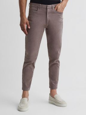 Mushroom Reiss Hammond Brushed Cotton Relaxed Fit Trousers