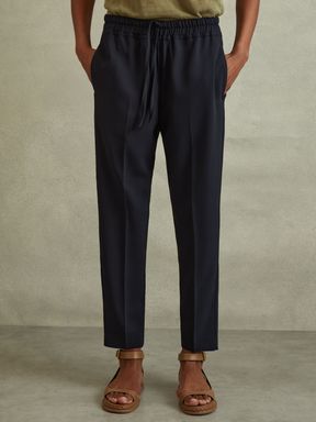 Navy Reiss Hailey Pull On Trousers