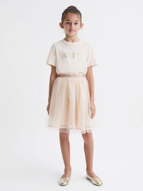 Pale Pink Reiss Jasmine Sequin T-Shirt
