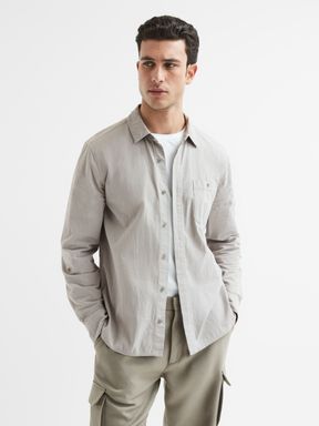 Weathered Stone Reiss Paige - Gregory Paige Long Sleeve Cotton Shirt