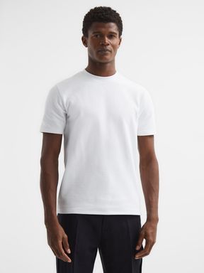 White Reiss Cooper Slim Fit Honeycomb T-Shirt