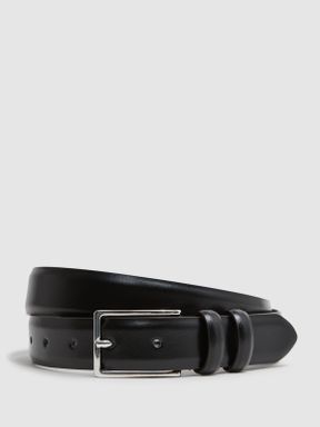 Black Reiss Dante Smooth Leather Belt