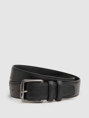 Black Reiss Lucas Grained Leather Belt