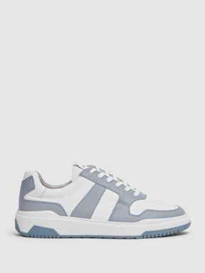 Airforce Blue Reiss Arlo Low Top Leather Trainers