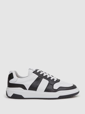 Black Reiss Arlo Low Top Leather Trainers