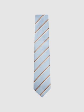Soft Blue Reiss Tarifa Silk Blend Striped Tie
