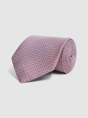 Soft Rose Reiss Como Silk Geometric Printed Tie