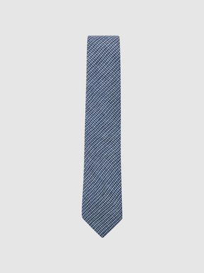 Airforce Blue Reiss Vasto Linen Puppytooth Tie