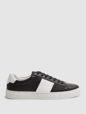 Black Reiss Finley Stripe Leather Trainers
