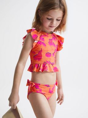 Orange Print Reiss Lilly Floral Bikini Set