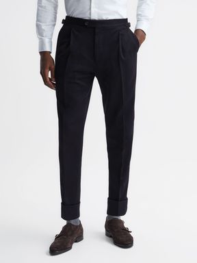 Navy Reiss Langham Cashmere Side Adjuster Trousers