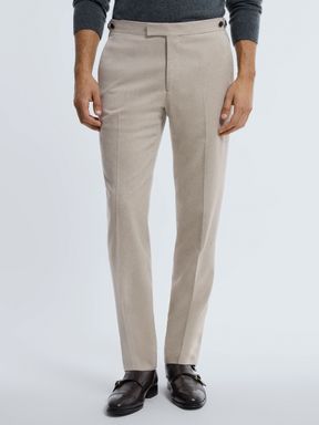 Oatmeal Cashmere Side Adjuster Trousers