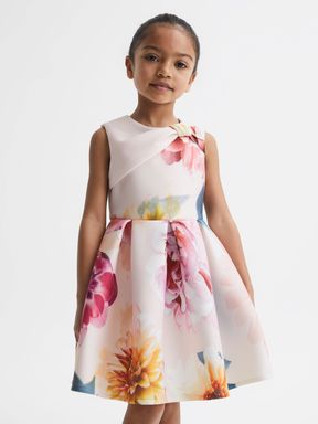 Pink Reiss Emily Scuba Floral Printed Dress