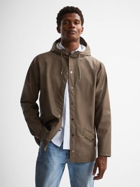 Mid Brown Rains Unisex Hooded Raincoat Jacket