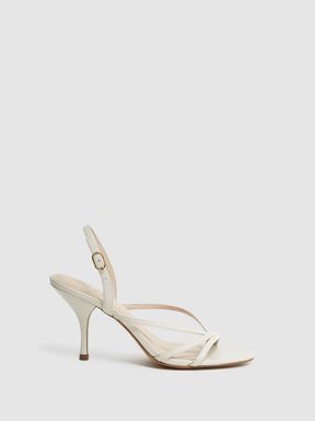 White Reiss Clara Strappy Mid Heel Sandals
