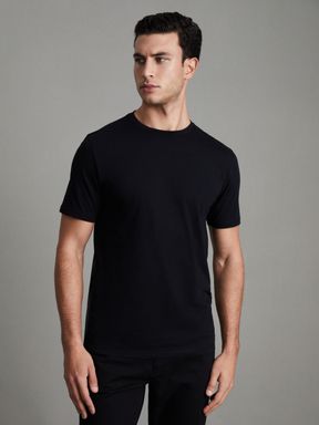 Black Reiss Bless Cotton Crew Neck T-Shirt