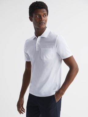 White Reiss Austin Short Sleeve Polo T-Shirt