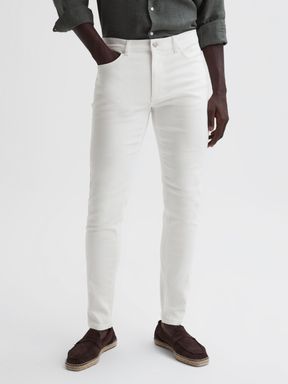 White Reiss Dover Slim Fit Brushed Jeans