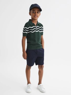 Emerald Reiss Cole Half-Zip Textured T-Shirt