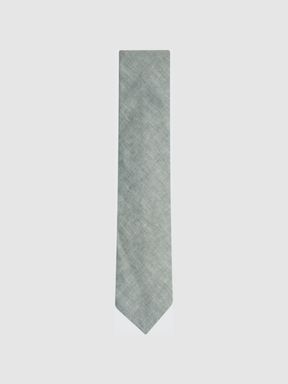 Sage Melange Reiss Lazzaro Linen Tie