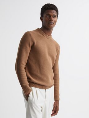 Camel Reiss Cole Ribbed Crew Neck Jumper