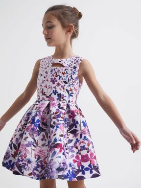 Lilac Reiss Heidi Printed Cut-Out Dress