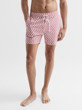 Rust Reiss Florida Printed Drawstring Swim Shorts