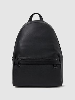 Black Reiss Drew Leather Zipped Backpack