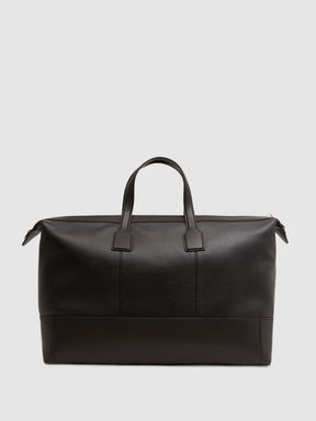 Chocolate Reiss Carter Leather Holdall