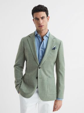 Sage Reiss Attire Slim Fit Textured Wool Blend Blazer