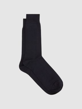 Navy Reiss Mari Mercerised Cotton Blend Sock