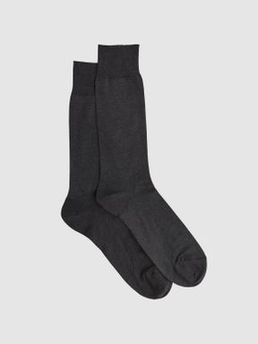 Mid Grey Reiss Mari Mercerised Cotton Blend Socks