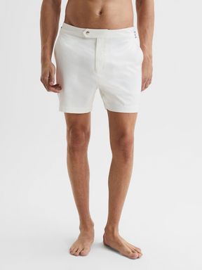 White Reiss Sun Side Adjuster Swim Shorts