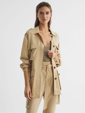 Neutral Reiss Joanie Relaxed Fit Utility Jacket