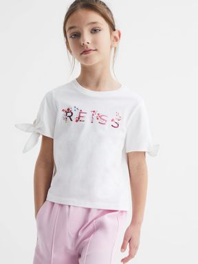 Pink Print Reiss Tally Printed Cotton T-Shirt