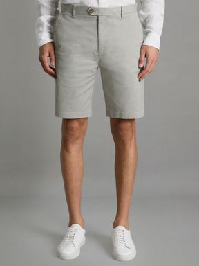 Soft Sage Reiss Wicket Modern Fit Cotton Blend Chino Shorts