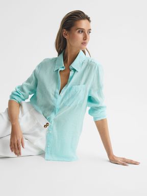 Aqua Reiss Campbell Linen Long Sleeve Shirt