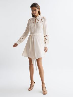 Ivory Reiss Clara Fitted Lace Cut-Out Mini Dress