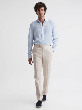 Stone Reiss Kin Linen Formal Trousers