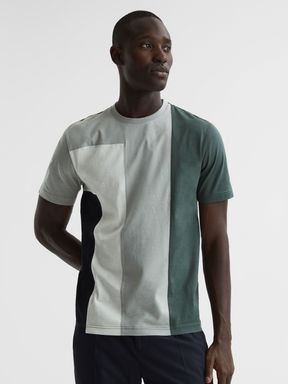 Green Multi Reiss Viejo Slim Fit Mercerised Cotton T-Shirt