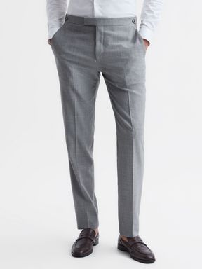 Soft Grey Reiss Arrow Slim Fit Wool Blend Trousers