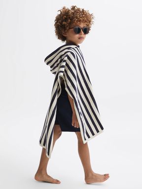 Blue Stripe Reiss Ray Hooded Sleeveless Poncho Towel