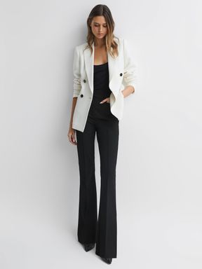 Black Reiss Dylan Flared High Rise Trousers