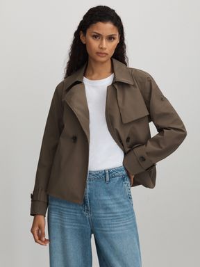 Brown Scandinavian Edition Cropped Trench Coat