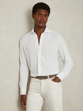 White Reiss Bobby Modal Blend Cutaway Collar Shirt